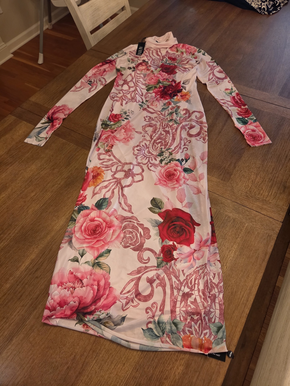 AFRM Pink Floral Long Sleeve Maxi Dress Size Medium NWT